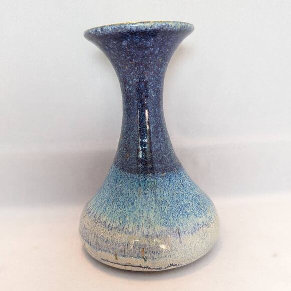 Vintage Pottery Vase Artist Signed Blue Glaze Minimalist Avant Garde Decor - Picture 7 of 7
